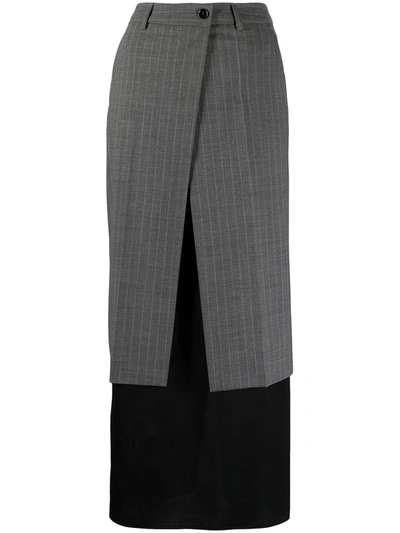 Shop Mm6 Maison Margiela Tailored Layered Skirt In Grey