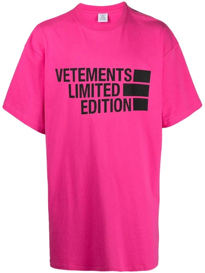Shop Vetements Logo Print T-shirt In Pink