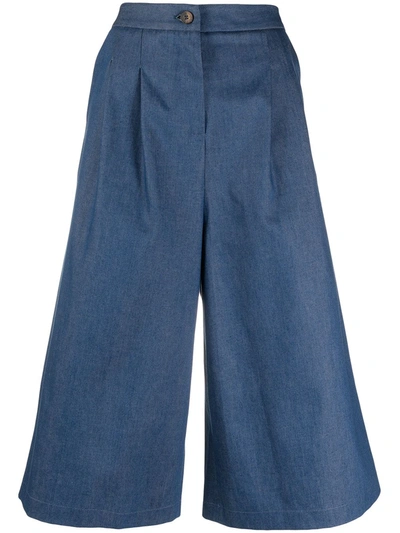 Shop Société Anonyme High-waisted Wide-leg Culottes In Blue