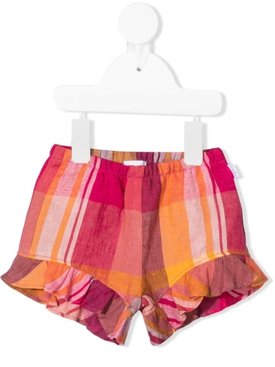 Shop Il Gufo Check Ruffle-hem Shorts In Pink