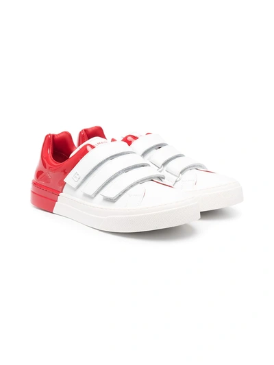Shop Balmain Teen Two-tone Touch-strap Trainers In White