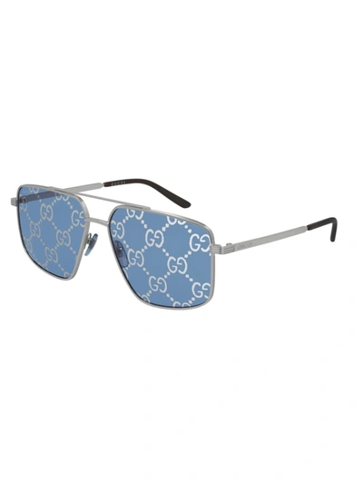 Shop Gucci Gg0941s Sunglasses In Silver Silver Blue