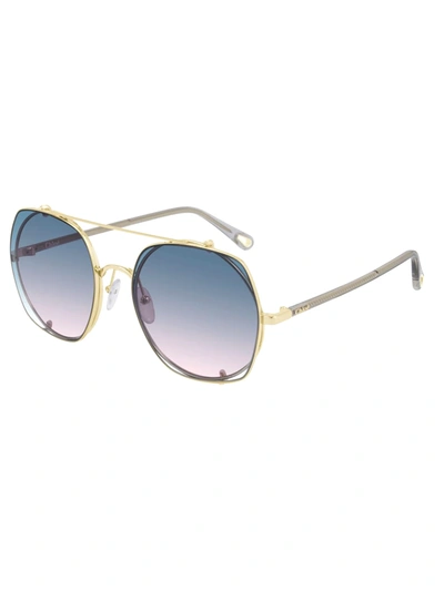 Chloé Chlo Ch0042s With Clips In Gold Grey Light Blue