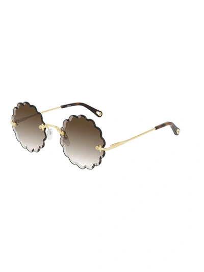 Shop Chloé Ch0047s Sunglasses In Gold Gold Brown