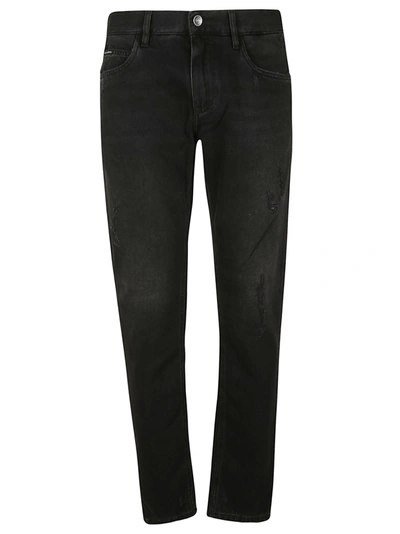 Shop Dolce & Gabbana Classic Distressed Jeans In Black