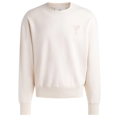 Shop Ami Alexandre Mattiussi White Ami Paris Sweatshirt With Tone On Tone Logo In Bianco