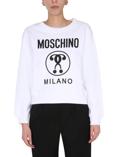 Shop Moschino Sweatshirt With Logo In Bianco