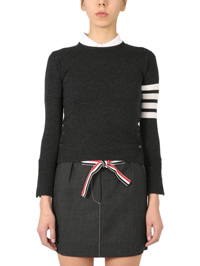 Shop Thom Browne Crew Neck Sweater In Grigio