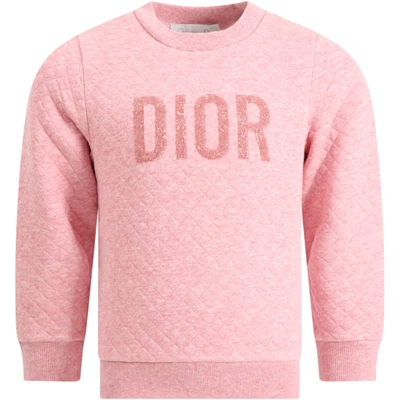 Shop Dior Pink Sweatshirt For Girl With Logo