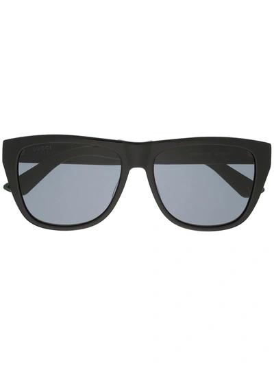 Gucci Web-stripe D-frame Sunglasses In Black