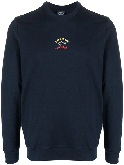 Shop Paul & Shark Logo-print Cotton Sweatshirt In Blue