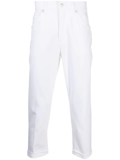 Shop Neil Barrett Cropped Cotton-blend Trousers In White