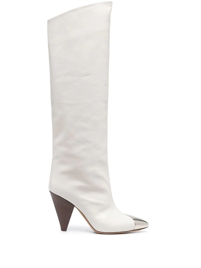 Shop Isabel Marant 110 Mm Lelize Knee-high Boots In White
