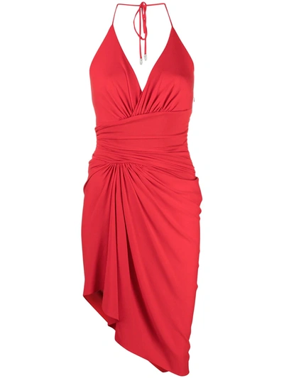 Shop Alexandre Vauthier Plunging Asymmetric Dress In Red