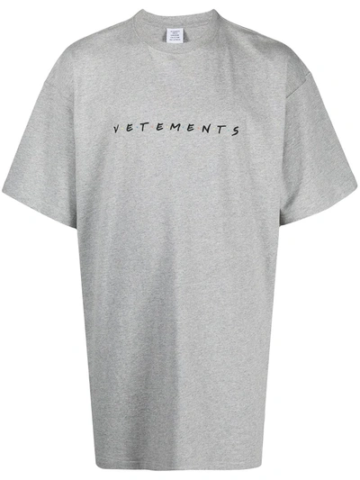 Shop Vetements Logo-print Oversize T-shirt In Grey