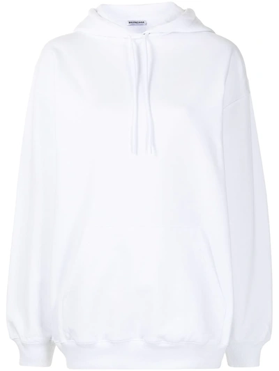 Shop Balenciaga Logo-print Cotton Hoodie In White