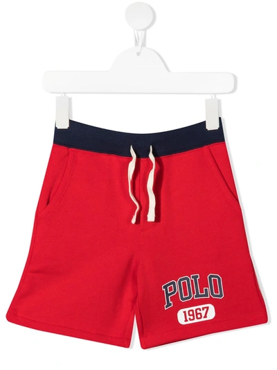 Shop Ralph Lauren Logo Print Fleece Pull-on Shorts In Red