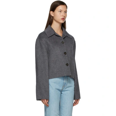 Shop Acne Studios Grey Wool Cropped Jacket In 990 Grey