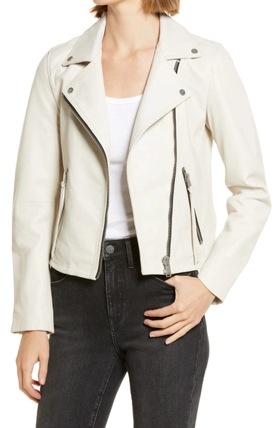 Shop Allsaints Dalby Leather Biker Jacket In White