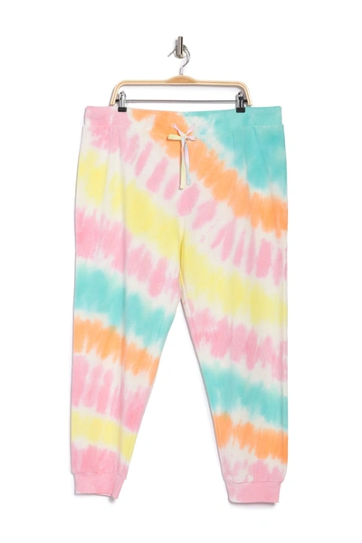 Shop Abound Fleece Drawstring Jogger Pants In Pink Multi Tie Dye