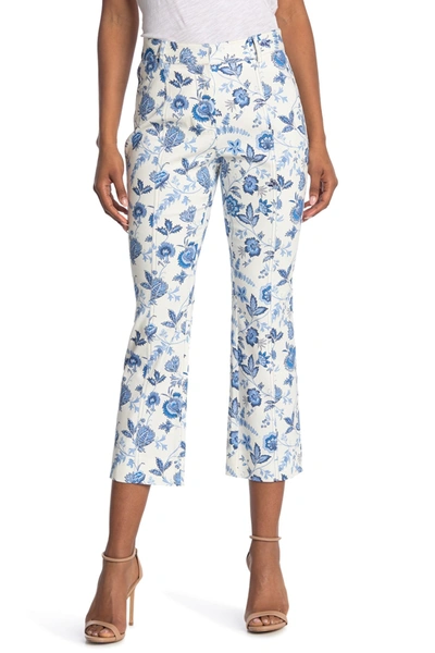 Shop Derek Lam Meloe Flower Cropped Flare Trousers In White-blue
