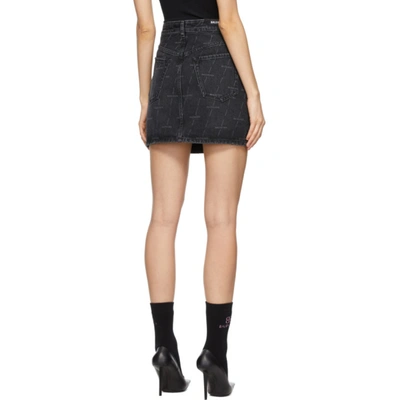 Shop Balenciaga Black Denim Allover Logo 5 Pocket Miniskirt In 1052 Black