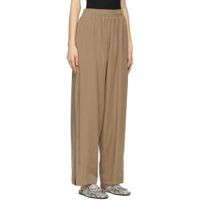 Shop Balenciaga Brown Fluid Poplin Track Pants In 9504 Sahara