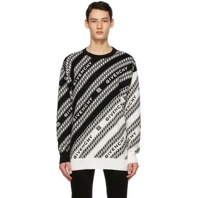 Shop Givenchy Black & White Oversized Chain Sweater In 004-black/w