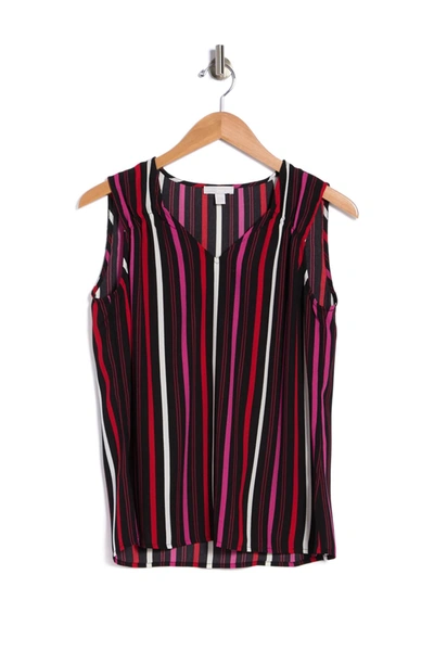 Shop 14th & Union Printed Gathered Shoulder Sleeveless Top In Pink B- Red C Barbara Stp