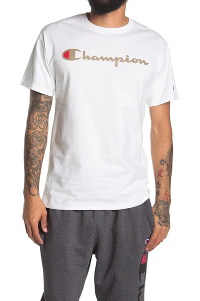 Shop Champion Classic Logo Print Short Sleeve T-shirt In White
