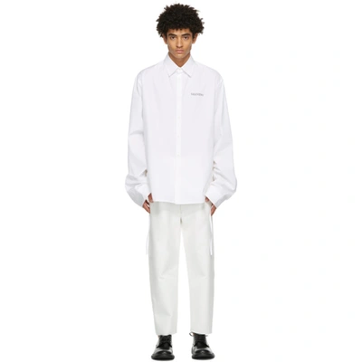 Shop Valentino White Poplin Logo Shirt In A01 Bianco/