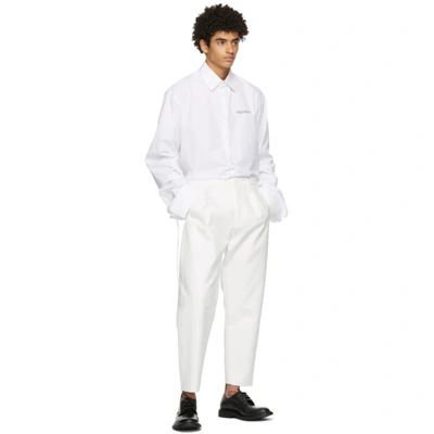 Shop Valentino White Poplin Logo Shirt In A01 Bianco/