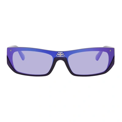 Shop Balenciaga Purple Everyday Shield Rectangular Sunglasses In 005 Violet