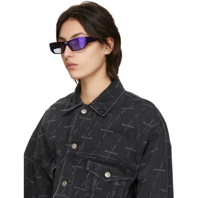 Shop Balenciaga Purple Everyday Shield Rectangular Sunglasses In 005 Violet