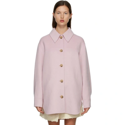 Shop Acne Studios Pink Wool Shirt Jacket In Adk Ltpurpl
