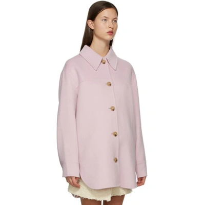 Shop Acne Studios Pink Wool Shirt Jacket In Adk Ltpurpl