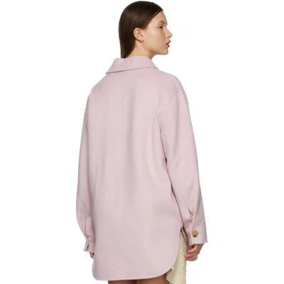 Shop Acne Studios Pink Wool Shirt Jacket In Adk Ltpurpl