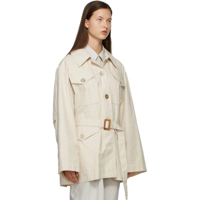 Shop Acne Studios Off-white Cotton Belted Jacket In Aeb Cream