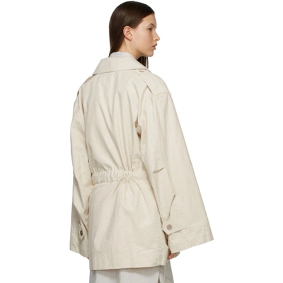 Shop Acne Studios Off-white Cotton Belted Jacket In Aeb Cream