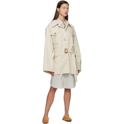 Shop Acne Studios Off-white Cotton Belted Jacket In Aeb Cream