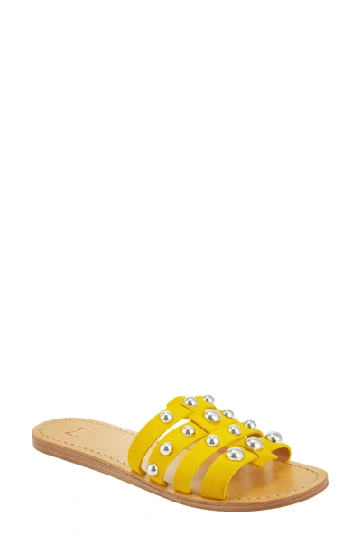 Shop Marc Fisher Ltd March Fisher Ltd Pava Slide Sandal In Yellow Suede