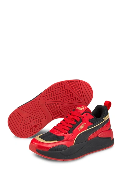 Shop Puma X-ray 2 Square Jr Sneaker In High Risk Red- Black- Team Gold