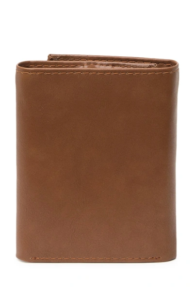 Shop Kenneth Cole Leather Trifold Wallet In Tan