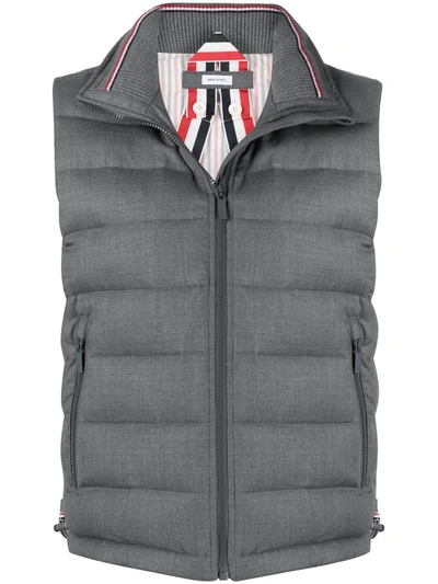 Shop Thom Browne Padded Funnel Neck Vest In Grey