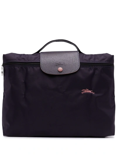 Shop Longchamp Le Pliage Briefcase In Purple