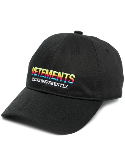 Shop Vetements Embroidered Baseball Cap In Black