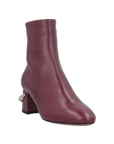 Shop L'autre Chose L' Autre Chose Woman Ankle Boots Burgundy Size 6 Soft Leather In Red