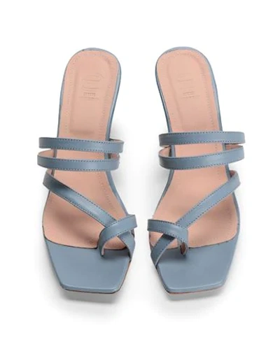 Shop 8 By Yoox Leather Almond Toe-post Sandal 50 Woman Thong Sandal Sky Blue Size 8 Ovine Leather