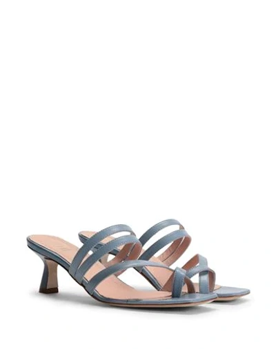 Shop 8 By Yoox Leather Almond Toe-post Sandal 50 Woman Thong Sandal Sky Blue Size 8 Ovine Leather