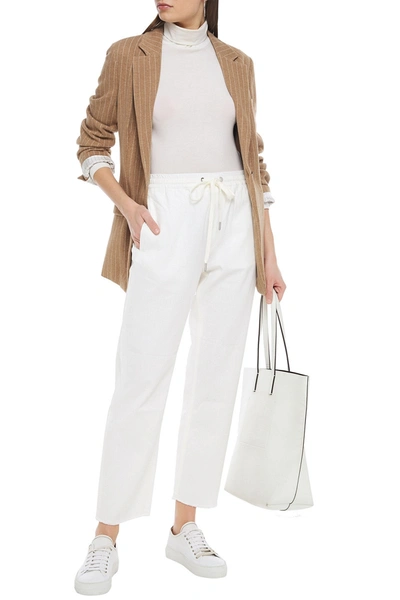 Shop Rag & Bone Frayed High-rise Straight-leg Jeans In Off-white